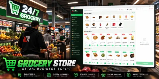 Grocery — 24/7 supermarket with app-style shopping FiveM script cover art