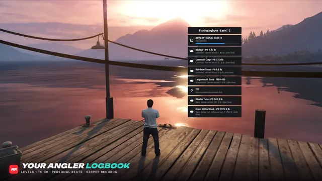 Realistic Fishing FiveM script screenshot 7 — the angler logbook with personal bests