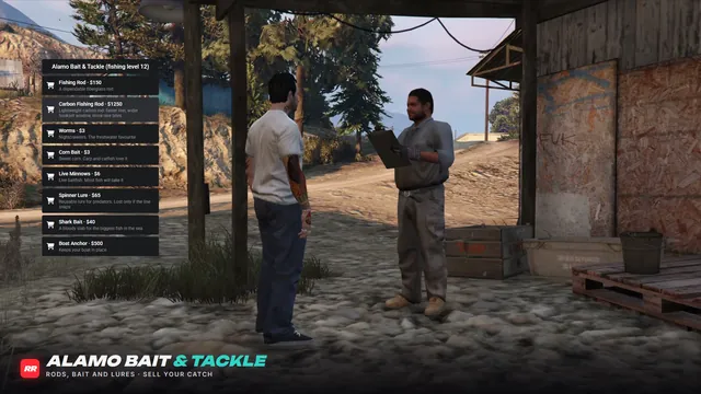 Realistic Fishing FiveM script screenshot 4 — the Alamo Bait & Tackle shop menu
