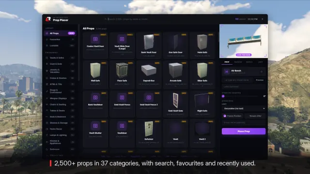 Prop Placer FiveM script screenshot 1 — propplacer ui dashboard