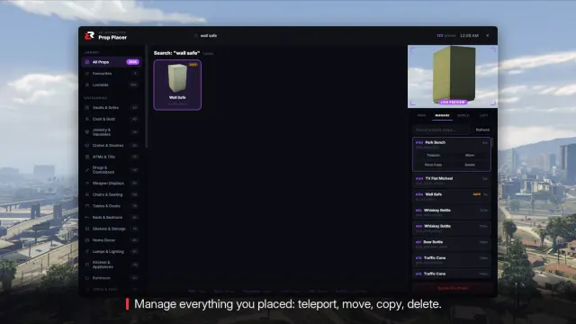 Prop Placer FiveM script screenshot 5 — propplacer ui manage