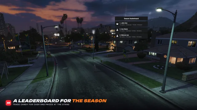 Trick or Treat Night FiveM script screenshot 6 — the season leaderboard